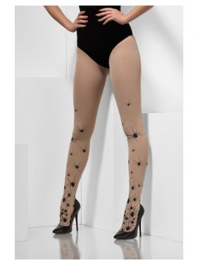 Ladies Opaque Tights with Spider Print