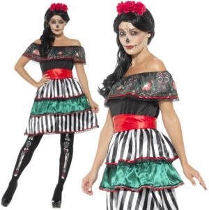 Ladies Halloween Day of the Dead Senorita Doll Costume